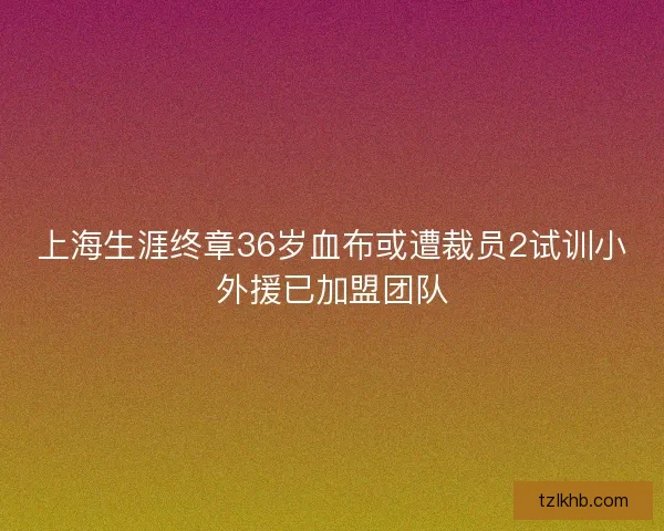 上海生涯终章36岁血布或遭裁员2试训小外援已加盟团队
