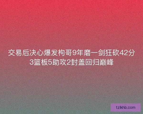 交易后决心爆发枸哥9年磨一剑狂砍42分3篮板5助攻2封盖回归巅峰