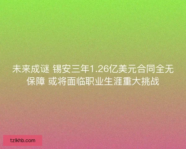 未来成谜 锡安三年1.26亿美元合同全无保障 或将面临职业生涯重大挑战