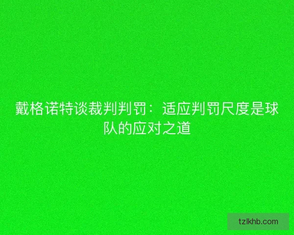 戴格诺特谈裁判判罚：适应判罚尺度是球队的应对之道