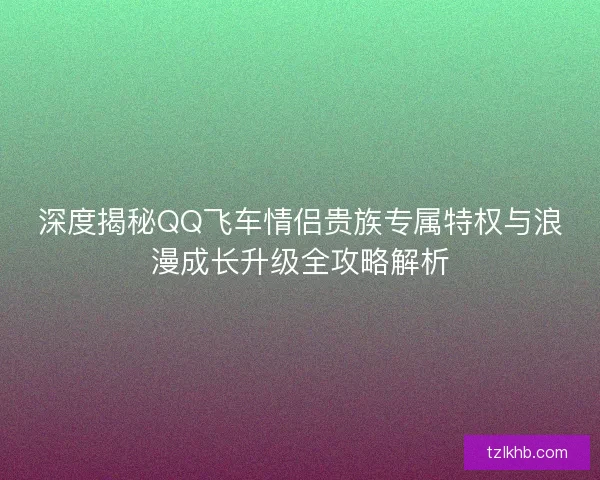 深度揭秘QQ飞车情侣贵族专属特权与浪漫成长升级全攻略解析 深度揭秘QQ飞车情侣贵族专属特权与浪漫成长升级全攻略解析